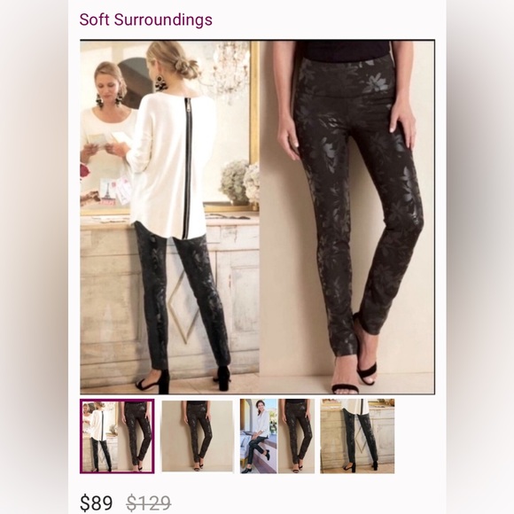 SOFT SURROUNDINGS BLACK JACQUARD LEGGINGS - Picture 1 of 8